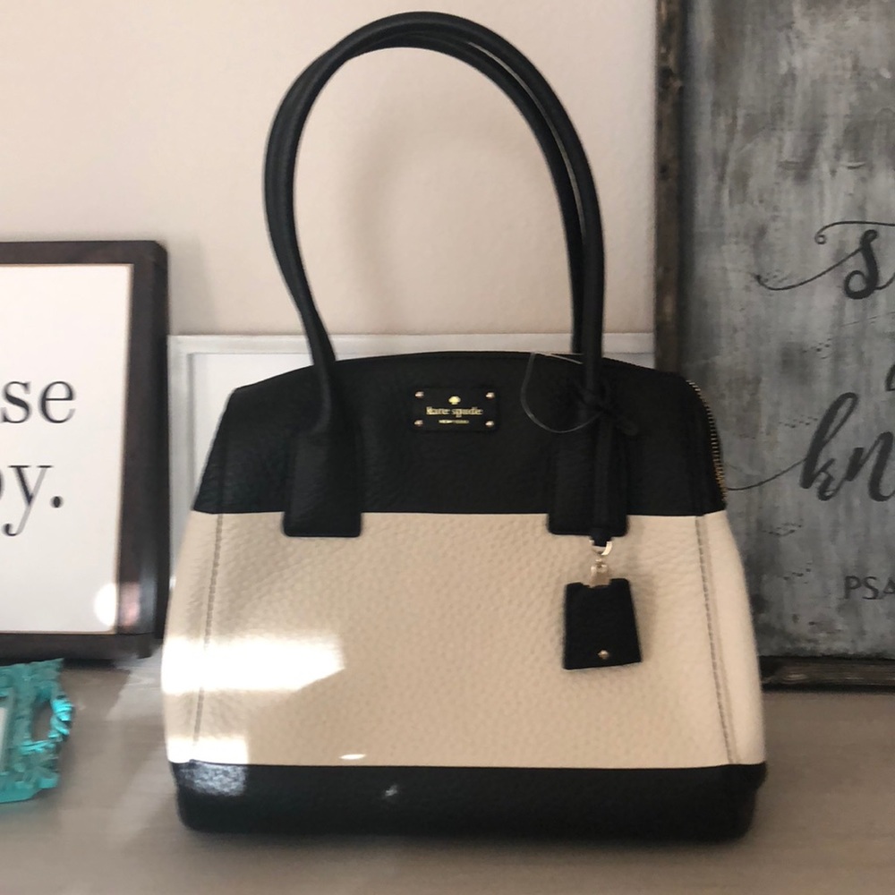 NWT Kate Spade Kendall Court Black and Cream Bag - Picture 1 of 6